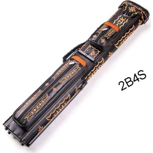 Xmlivet High quality Professional Luxury Leather Handmade Knitted Billiard Cue Cases 2B4S Black cue cases Billiard accessories