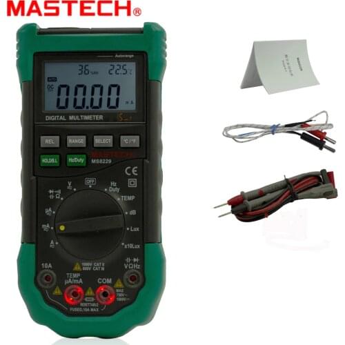 5 in 1 Mastech MS8229 Auto range Digital Multimeter Multifunction Lux Sound Level Temperature Humidity Tester Meter