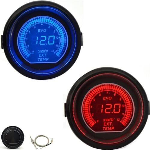 DRAGON GAUGE 52mm EVO Exhaust Gas Temperature Gauge Red&Blue Dual Led Display With Sensor