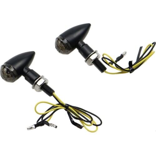 Smoke Lens Mini Black Bullet Turn Signal Indicator Light For Cafe Racer Cruiser