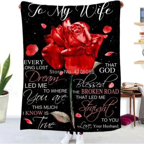 Fleece Blanket for My Wife Cartoon Wolf Pattern Quilt Virtual Head Blanket Positive Encouragement And Family Love Gift