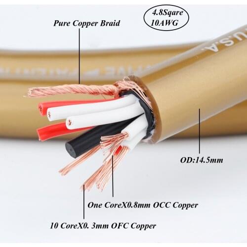 Per Piece Cardas 99.998%OFC Pure Copper audio hifi Audiophile Speaker cable 7 Core OFC bulk spaker cable