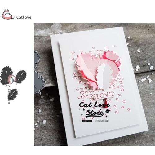 3PCS Feather Plume Metal Cutting Dies Stencils For DIY Scrapbooking Paper Card Decorative Craft Dies Embossing Die Cuts New 2019