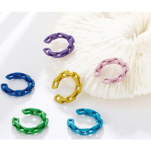 Fashion Small Fresh and Simple Womens Geometric Ear Clips Candy Color Hollow Ear Clip Earrings Without Piercing Statement