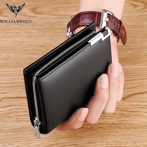 Men Short Wallet Casual Genuine Leather Male Wallet Purse Standard Card Holders High Quality Wallets PL218