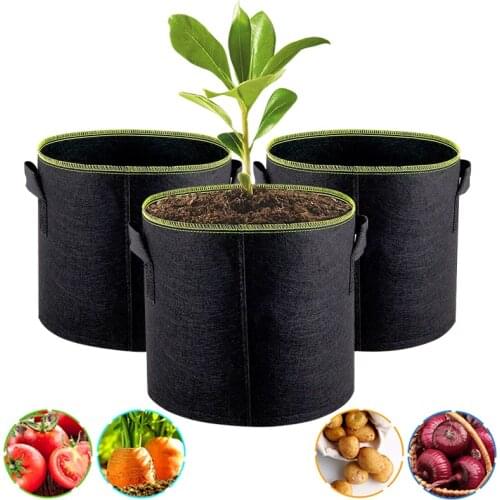 Non-Woven Vegetable Planting Grow Bag with Handle Garden Flower Potato Pot Container Bag 5/7/10 Gallon