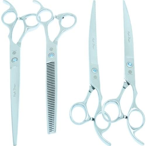 Purple Dragon 8.0" Big Pets Gromming Scissors Dogs Curved Shears Steel Sharp Animal Hair Cutting Scissor Thinning Clipper B0041B