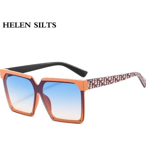 Vintage Square Sunglasses Women Oversized Gradient Shades One Piece Sun Glasses Female Fashion Style Blue Pink Eyeglasses UV400