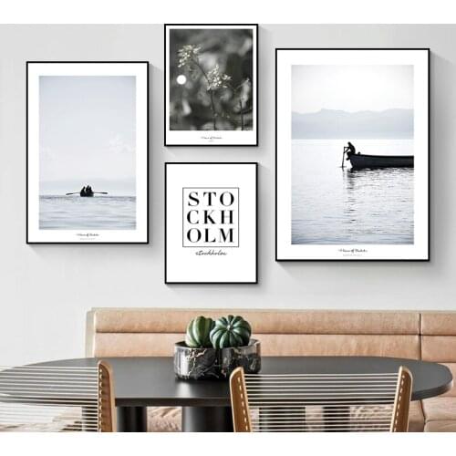 Seascape Scenery Pictures Nordic Scandinavian Nature Poster Prints Quote Wall Art Canvas Painting Modern Room Decor HD2338