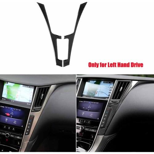 Fit For Infiniti Q50 Q60 14-19 Carbon Fiber Interior Console CD Panel Frame Trim