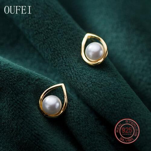 Pearl Piercing Stud Earring For Women Fashion Real 925 Sterling Silver Earrings 2021 Trend New Simple Small Fine Jewelry