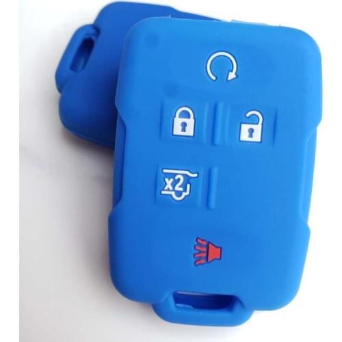 2pcs Silicone 5 Button Smart FOB Key Shell Case for Chevrolet Suburban Tahoe,For GMC Yukon Sierra 1500 Key Wallet
