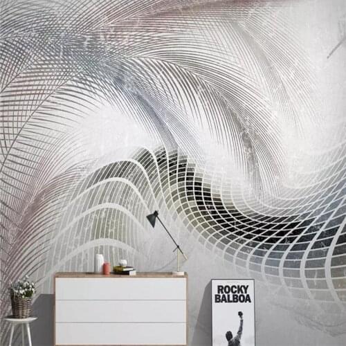 Nordic modern simple style feather abstract geometric lines background wall