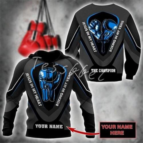 Tessffel Boxing 3D Print Fashion Mans Sweatshirt Hoodies Zipper Hooded Harajuku Boxer Streetwear Hip Hop Casual Clothing B8