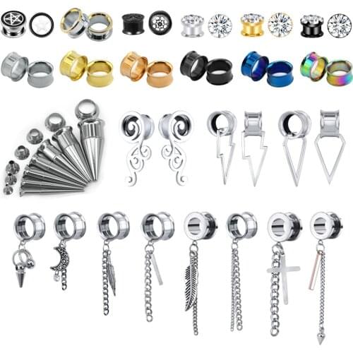 AOEDEJ 2PC 5-22mm Ear Gauges 316L Stainless Steel Ear Tunnels Plugs Flesh Piercing Body Jewelry Ear Stretchers Expander Plugs