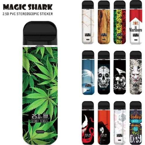 High Quality Devil Leaf Wood Print Skull Stone Print Sexy Woman 2.5D PVC Ultra Thin Sticker Film Case Skin Tape for Smok Novo X