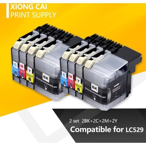 High quality Full Ink cartridge 8pcs for Brother LC529 for DCP J100 DCP J105 MFC J200 Compatible Ink cartridge
