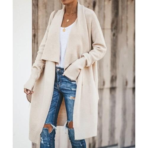 Bohemian Long Sweater Cardigan Women Knitwear Turn-Down Collar Winter Coat Female Holiday Oversized Cardigans Sale