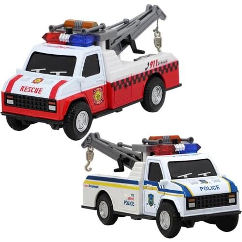 1/28 Rescue Polices Fire Car Cranes Pull Back Light Sound Model Kids Educational Toys for Children Gift