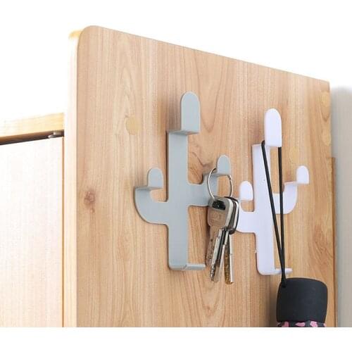 1PC Cactus Shaped Hooks Seamless Adhesive Hook Clothing Display Racks Key Holder Wall Hook Coat Hanger Cap Room Decor Holder
