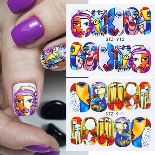 16 color oil painting head sticker set DIY manicure nail art watermark manicure slider AG12