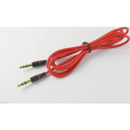 2pcs Red 3.5mm Male to Male Audio Car Stereo Headphone Extension Aux Cables 1.2M/4Ft