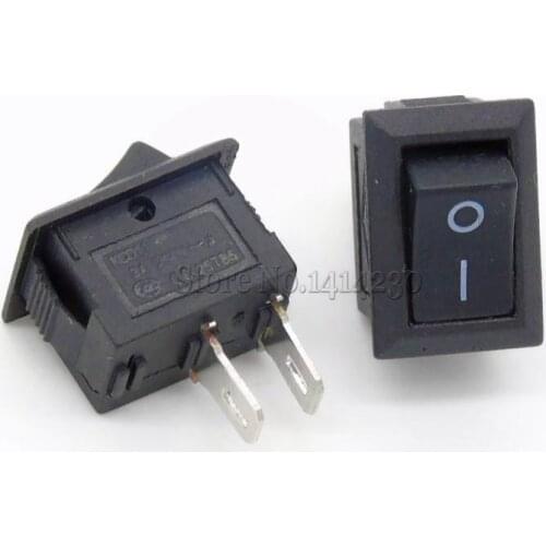 200Pcs Black Push Button Switch 3A 250V KCD11 2Pin Snap-in On/Off Rocker Switch 10MM*15MM BLACK