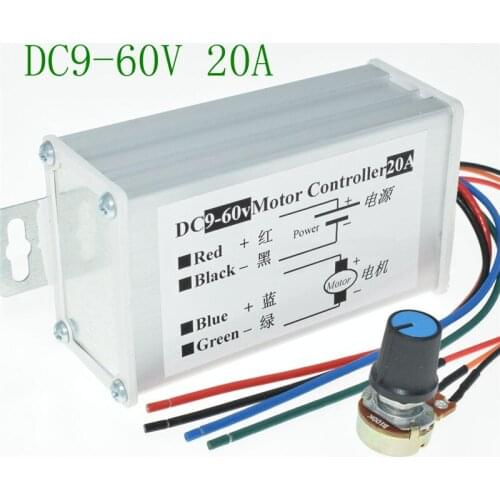 20A PWM DC9-60V Motor Speed Controller CW CCW Reversible 1200W
