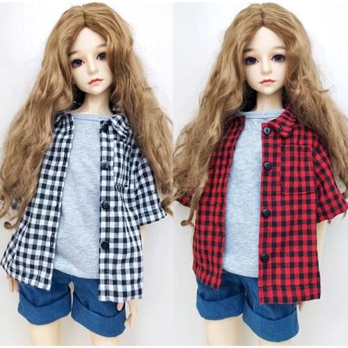 30/45/60 cm BJD Doll Clothes Plaid shirt+T shirt+Denim shorts for 1/3 1/4 1/6 Joint Doll Fashion BJD SD DD Doll Accessories