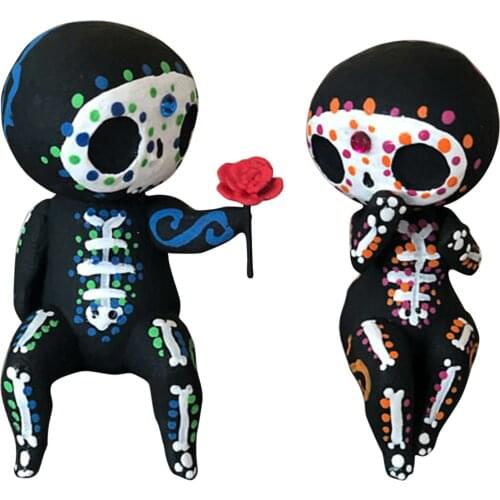 3d Amazing Alien Statues Sugar Skull Couple Statue Cute Statue Skull Resin Desktop Ornament Cute Resin Figurine Decor L3