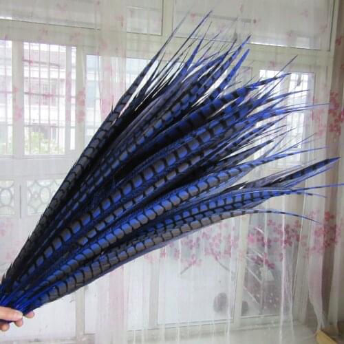 50pcs/lot Natural Pheasant Tail Feathers 65-75CM 26-30inch Stage Performance Wedding Decoration Royal blue Feathers For Crafts