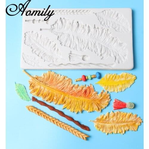 Aomily Silicone Cake Molds Feather Pattern DIY Fondant Cake Molds Sugar Craft Chocolate Moulds Tools Cake Decorating Baking Tool