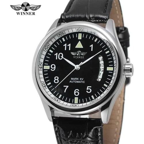 WINNER Mens Watches Automatic Mechanical Top Brand Luxury Date Men Wrist Watch Leather Sport Military Army Male Clock Hot 0313