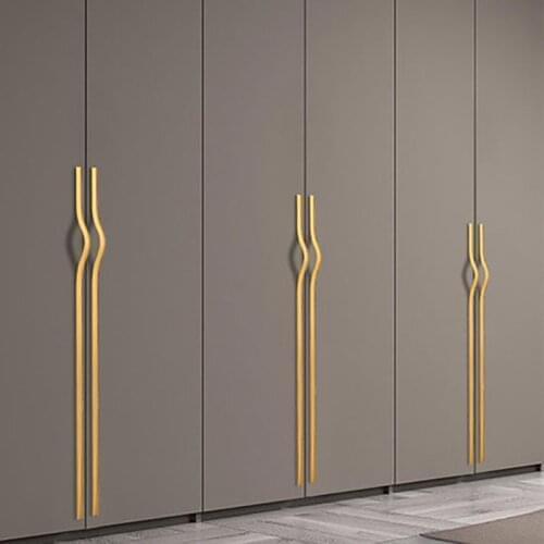 Long Wardrobe Handle Gold/Black Zinc Furniture Handles For Bedroom Cabinet Wardrobe Dresser Handle And Knobs Furniture Accessory