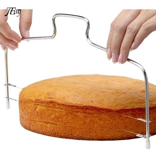 Double Wire Cake Cutter Slicer Adjustable 2 Line Stainless Steel DIY Butter Bread Divider Pastry Knife Kitchen Baking Tools
