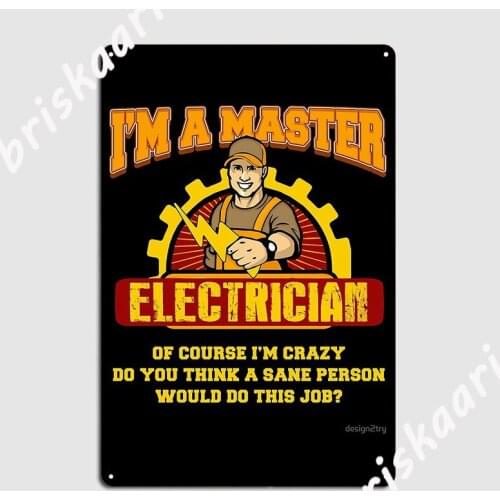 Electrician Electricity Electrical Powe Supply Gift Metal Sign Plates pub Garage Cinema Garage Printing Tin sign Poster