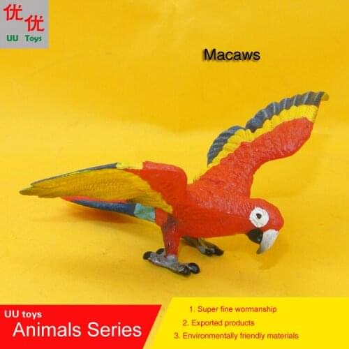 Hot toys: Open Wings Macaw Bird Simulation model Animals kids toys children Action Figures Action Figures Collections