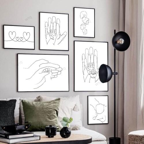 WTQ Canvas Painting Nordic Abstract Lovely Sketch Line Family Wall Decor Retro Poster Wall Art Picture Room Decor Home Decor