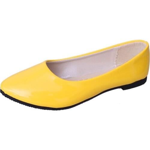 COZULMA Women Candy Color Patent Leather Flat Shoes Non-slip Fashion Sneakers Female Slip-on Casual Boat Shoes Plus Size 35-42