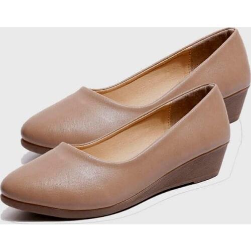 LIHUAMAO wedges shoes women shoes slip on pointed toe ladies high heel pumps party comfort office lady shoes