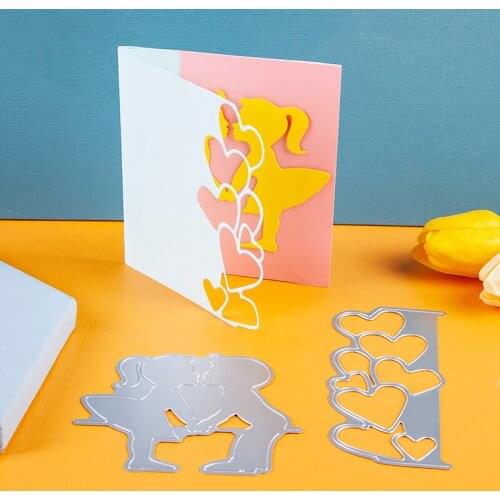 Metal cutting dies boy kiss girl heart frame cut die mold decoration Scrapbook paper craft knife mould blade punch stencils dies