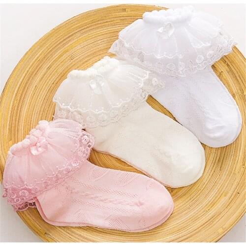 Cute Kids Baby Girls Socks Lace Ruffle Frilly Ankle Socks Princess Children Girl Lace Tutu Cotton Socks for 2-12Years
