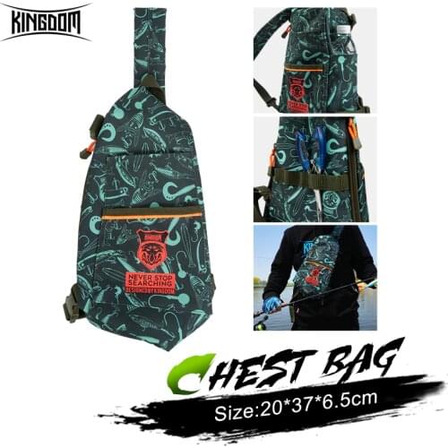 Kingdom Multifunctional Fishing Tackle Bags Single Shoulder Crossbody Bag Chest Pack Fish Lures Tool Leisure Fashion Fishing Bag