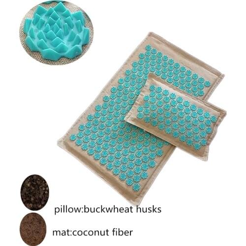 Acupressure Set for Massage Linen Cotton Acupuncture Mat with Pillow Cushion Back Neck Pain Relief Pad
