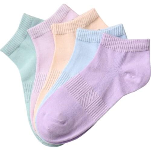 5 Pairs Women Socks Short Slippers Cotton Socks Solid Candy Color Casual Socks Female Four Seasons 4 Styles Wholesale and Retail