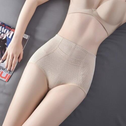 Wholesale Breathable Belly Control Panty Pocket Embroidery Mid Waist Ladies Body Shaping Underwear Plus Size Belly Panties