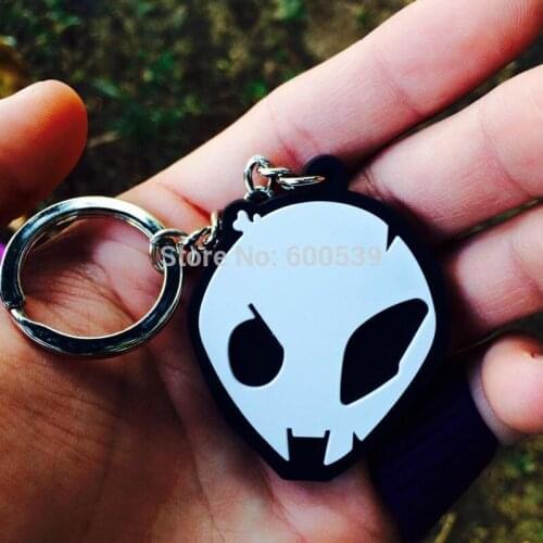 Wholesales Cool High quality Motorcycle 3D Alien Head Soft Rubber Keyring Motorbike Keychain
