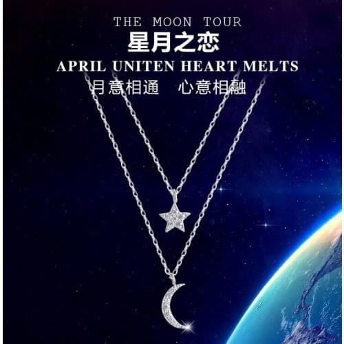 Boho Charm Long Crystal Moon Star Necklaces for Women Bridal Statement Necklaces Collar Jewelry Girls Gift 2021