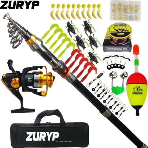 ZURYP A full set of fishing packages 1.8m-3.6m Spinning Rods and Fishing Reel Fishing Line Lure Bag Hooks Float Full Set A