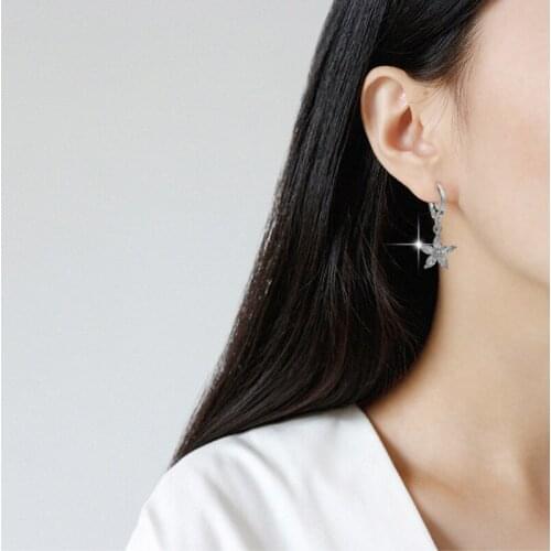 Simple brief small little full zircon cute elegant stars tiny hoop earrings for women copper girls gifts fce078